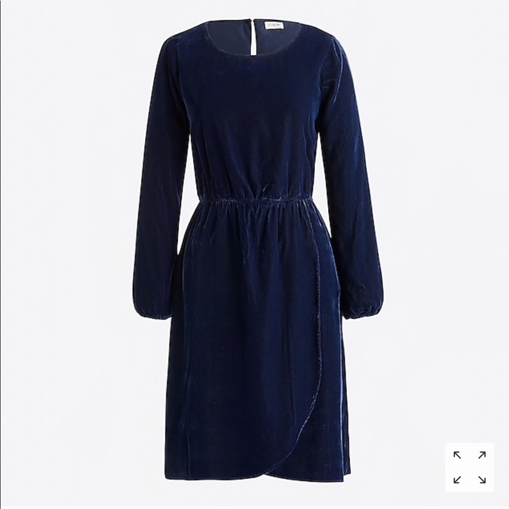 J. Crew Factory Velvet Navy Wrap Dress Tulip Hem
